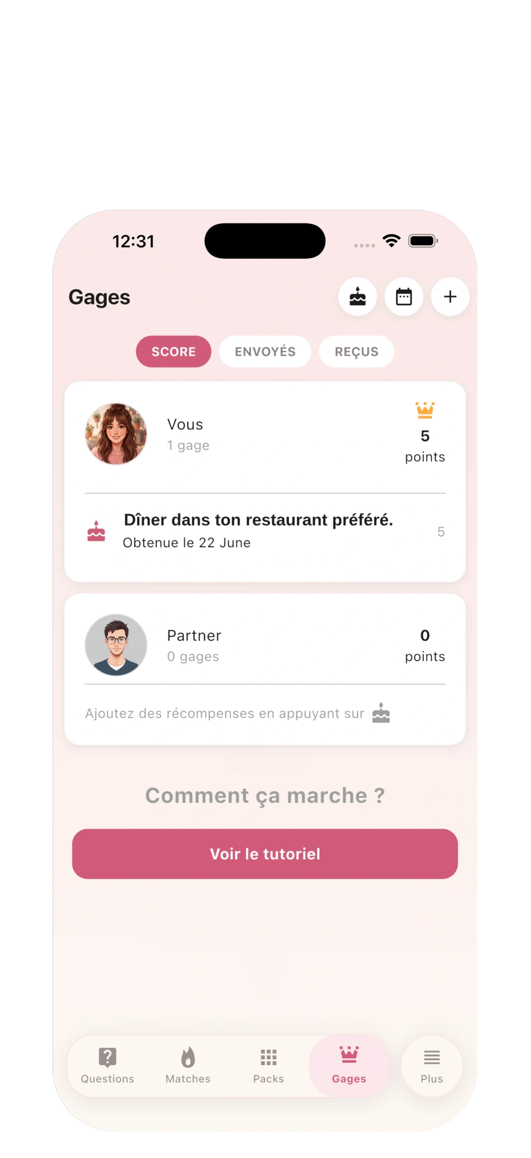 Envoyez des gages - jouez avec votre partenaire
