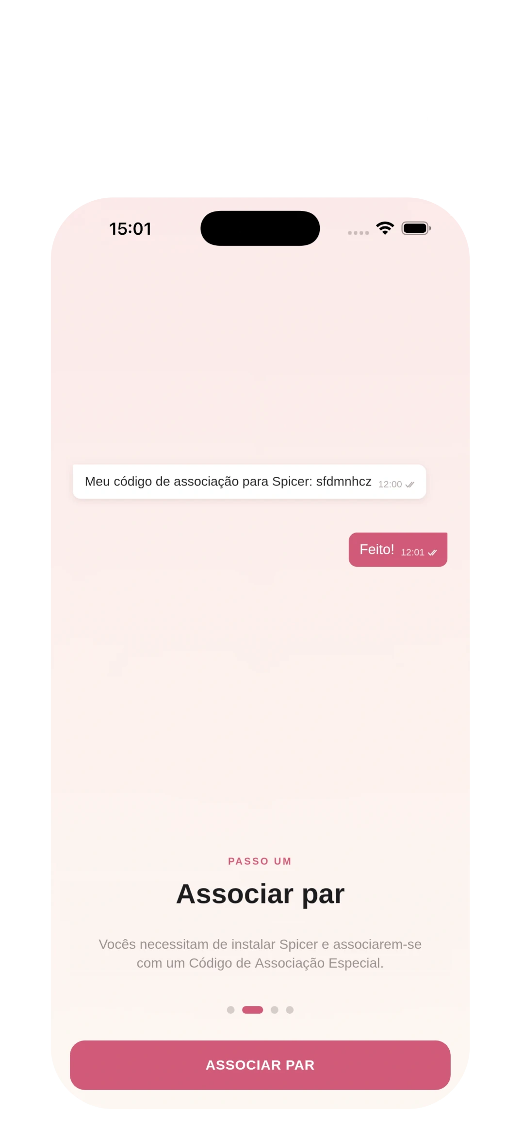 Associe Seu Par - de forma segura através dum código