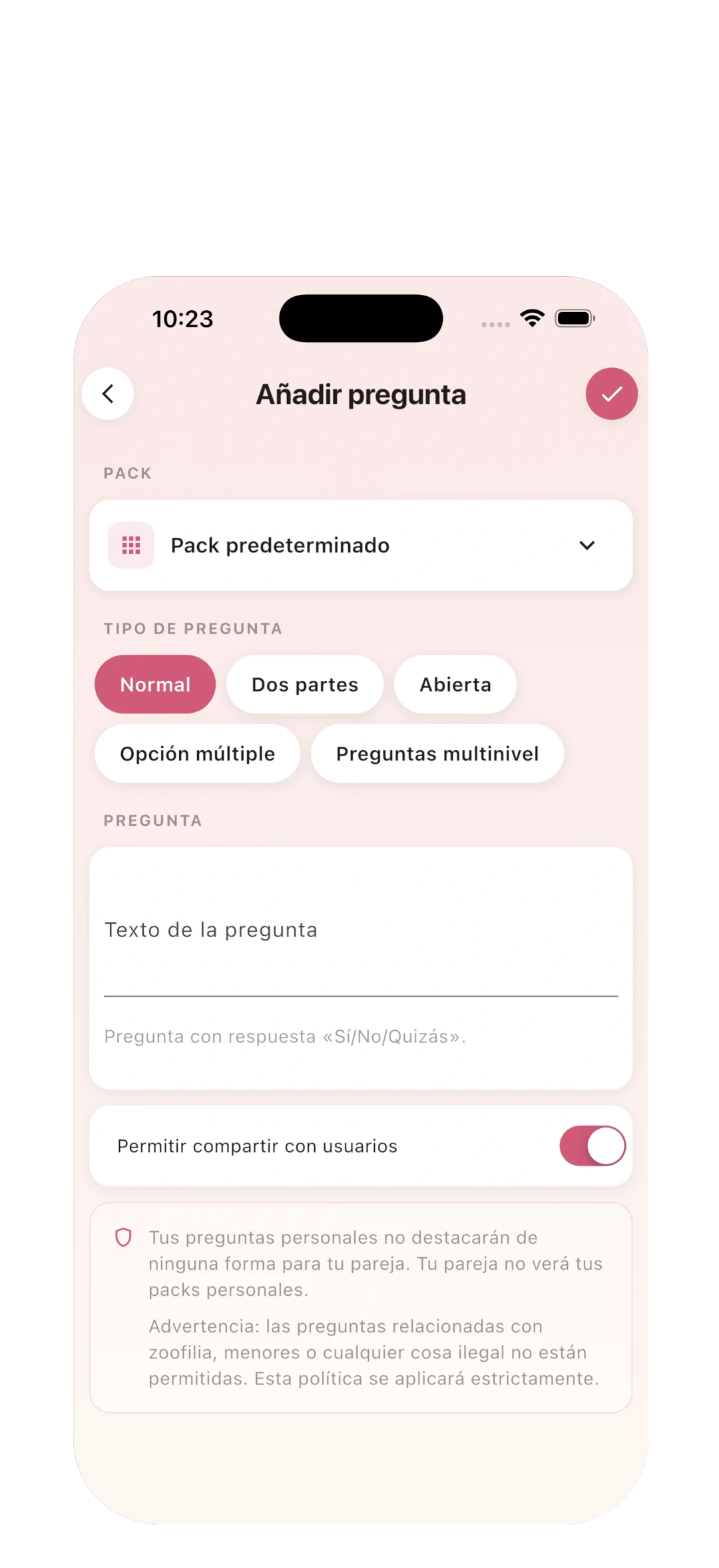 Añade tus propias preguntas de sexo