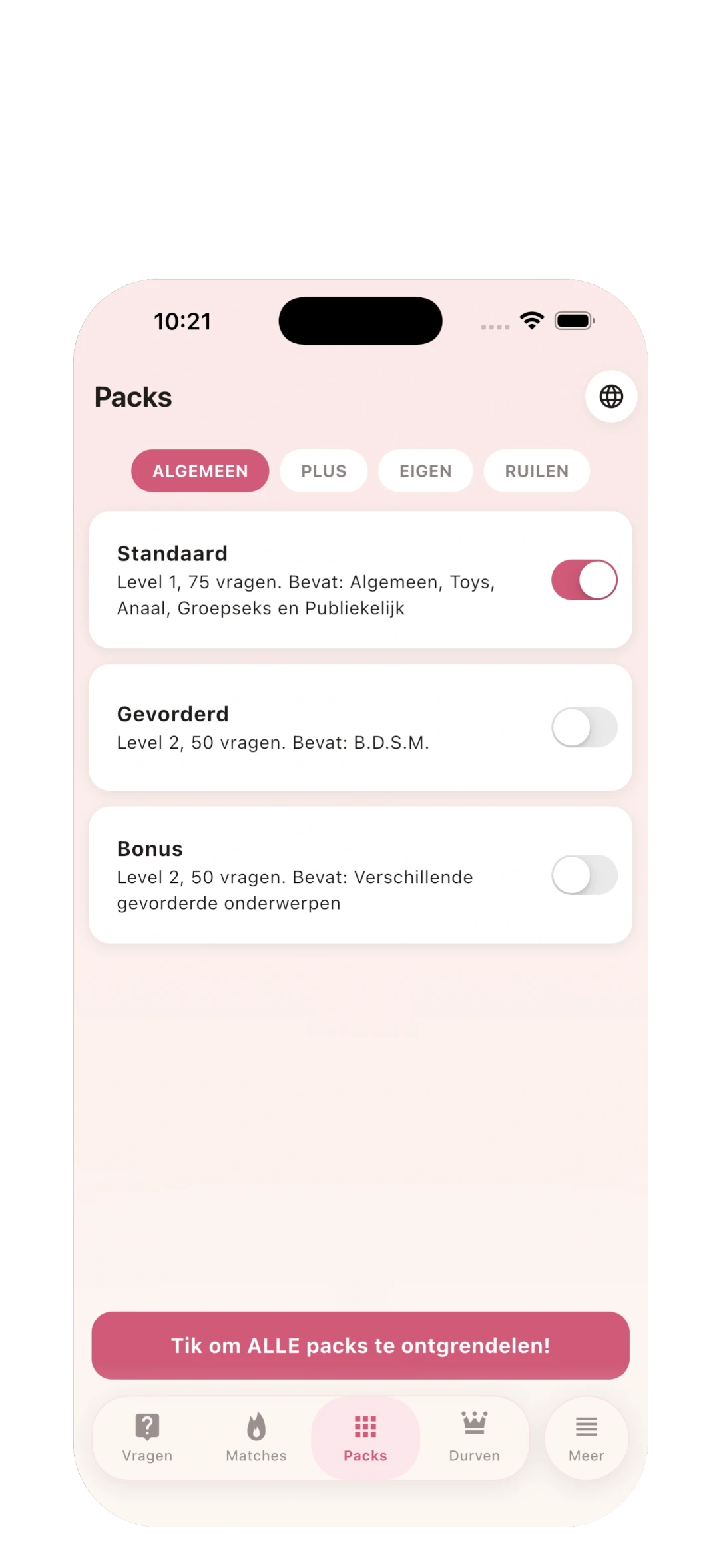 Packs voor elk niveau